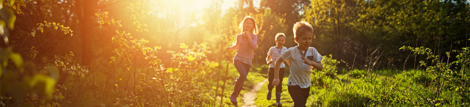 Children running and playing