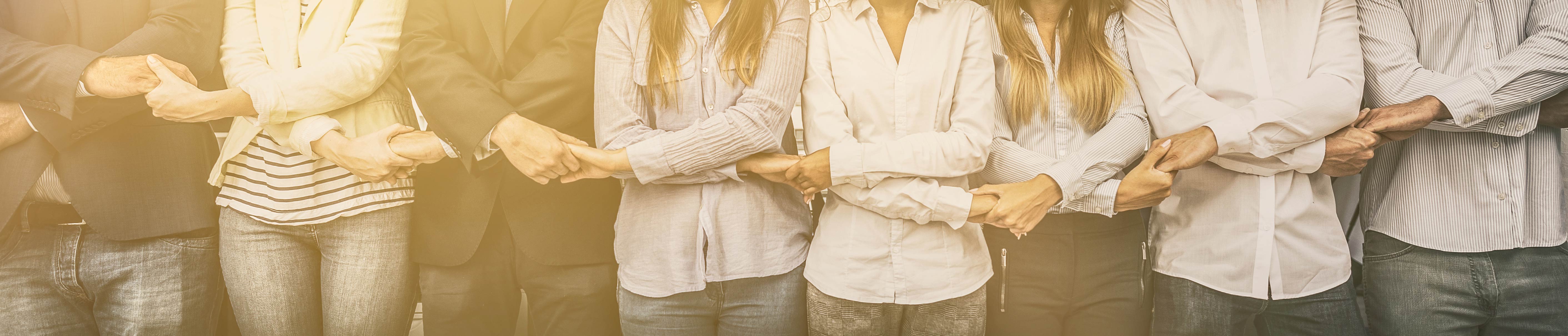 People linking hands