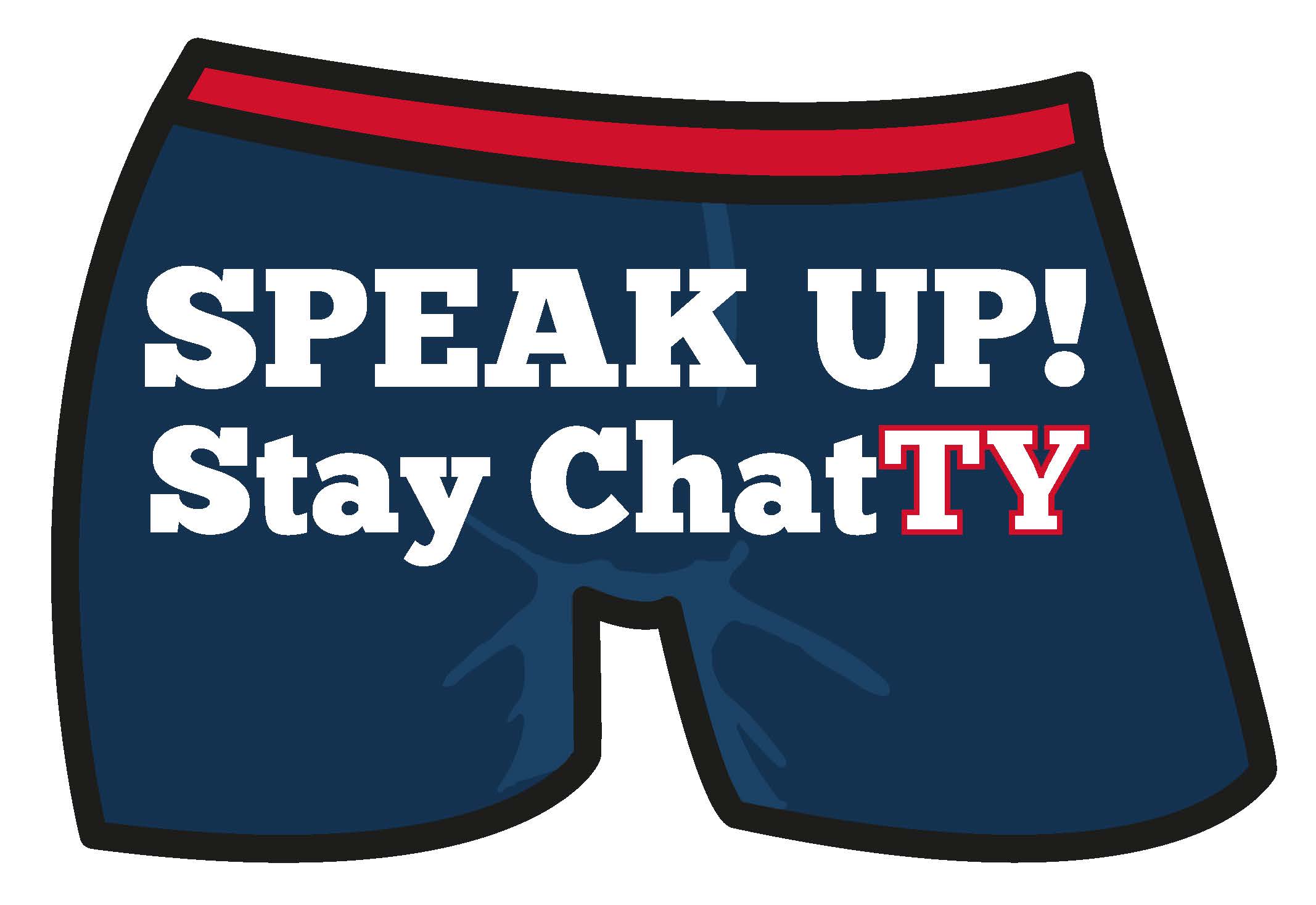 Speak up stay chatty logo blue shorts